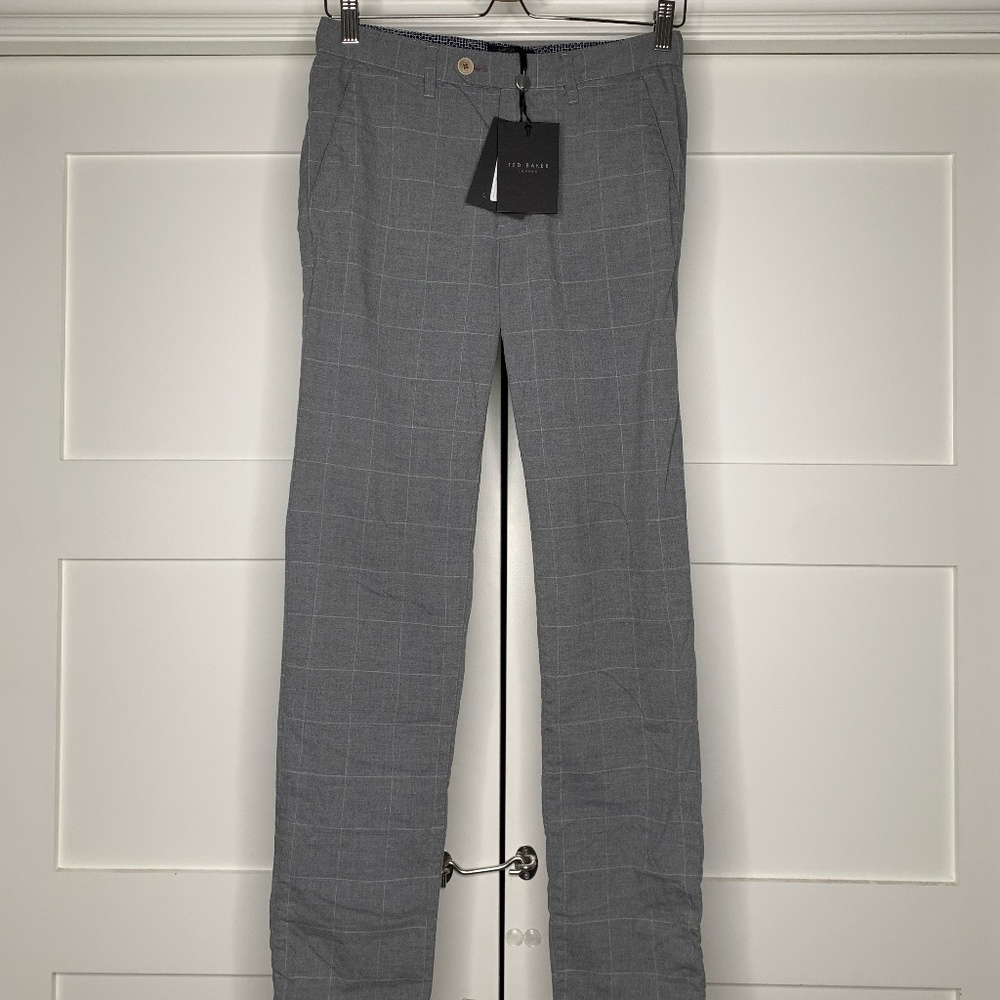 Ted Baker Ghana Gray Checked Trousers